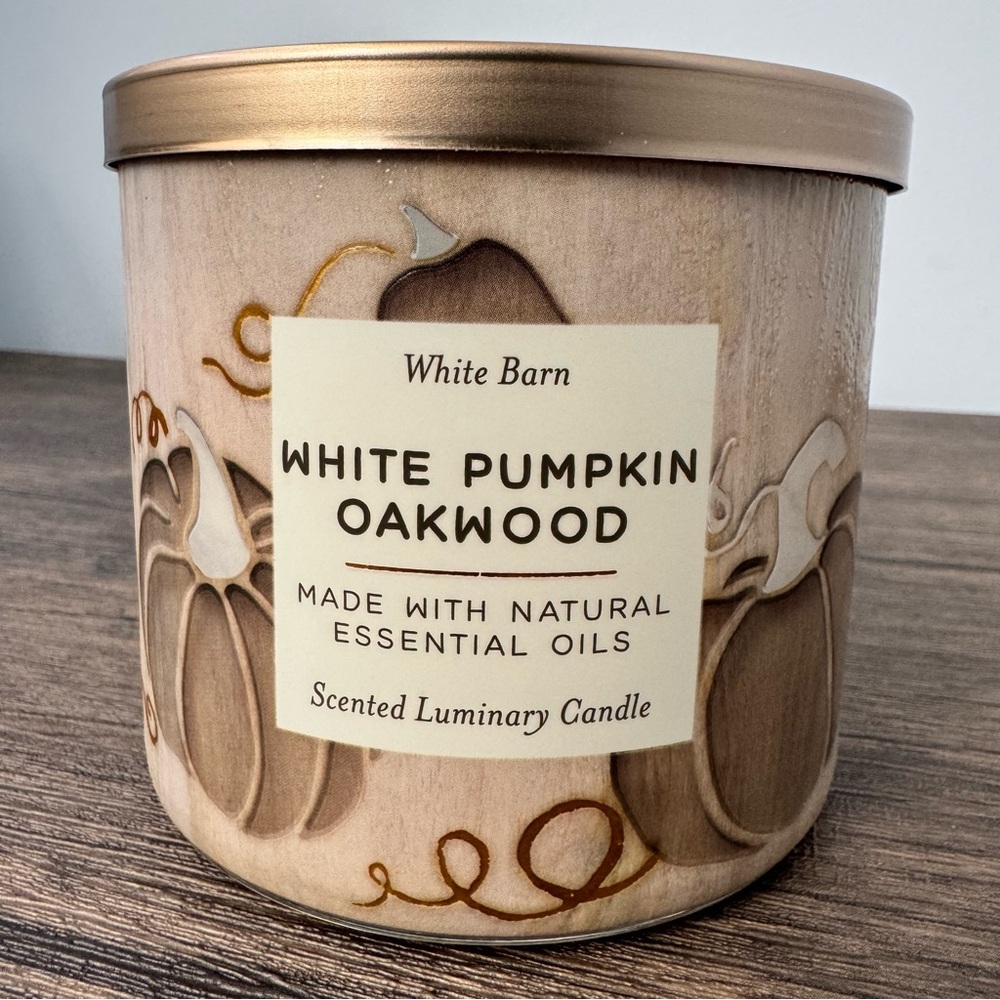 White Barn White Pumpkin Oakwood 3-Wick Candle BBW
